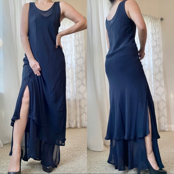 Vtg sheer layered maxi gown - Picture 1 of 3